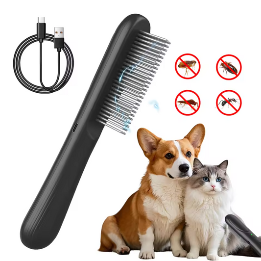 Electric Flea Comb for Dogs & Cats - Waterproof Anti Lice Flea Removal Brush