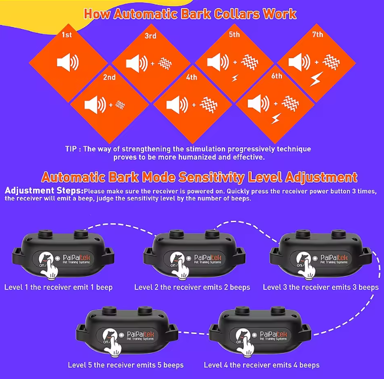 Dog Bark Collar, Auto Bark and Dog Training Collar Combo